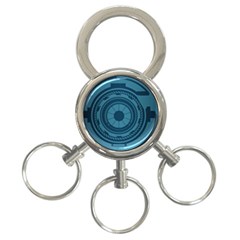 Technology Background Binary 3-ring Key Chain