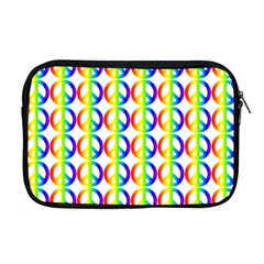 Retro Rainbow Gradient Peace Symbol Apple Macbook Pro 17  Zipper Case by Pakrebo