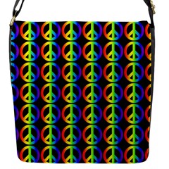 Retro Rainbow Gradient Peace Symbol Flap Closure Messenger Bag (s) by Pakrebo