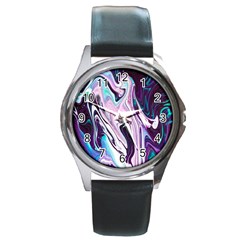 Color Acrylic Paint Art Painting Round Metal Watch by Pakrebo