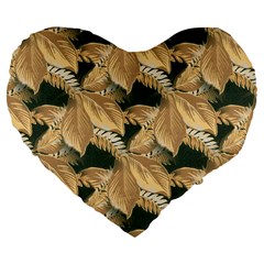 Scrapbook Leaves Decorative Large 19  Premium Heart Shape Cushions by Pakrebo