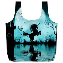 Wonderful Unicorn Silhouette In The Night Full Print Recycle Bag (xl) by FantasyWorld7