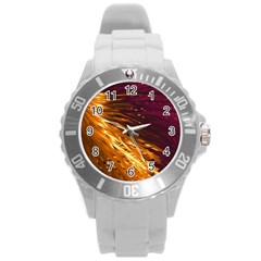 Lines Curlicue Fantasy Colorful Round Plastic Sport Watch (l) by Bajindul