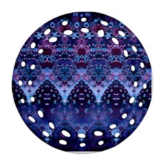 Blue Elegance Elaborate Fractal Fashion Ornament (round Filigree)
