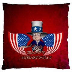 Happy 4th Of July Large Flano Cushion Case (two Sides) by FantasyWorld7