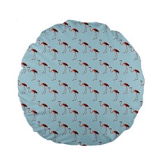 Flamingo Pattern Blue Standard 15  Premium Flano Round Cushions by snowwhitegirl