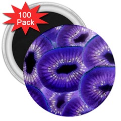 Sliced Kiwi Fruits Purple 3  Magnets (100 Pack) by Pakrebo