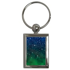 Background Blue Green Stars Night Key Chain (rectangle) by HermanTelo