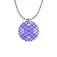 Geometric Plaid Purple Blue 1  Button Necklace