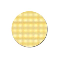Gingham Plaid Fabric Pattern Yellow Magnet 3  (round) by HermanTelo