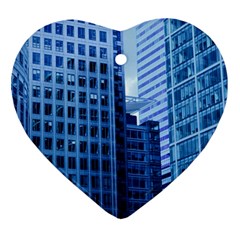 City Blue Building Construction Ornament (heart) by Pakrebo