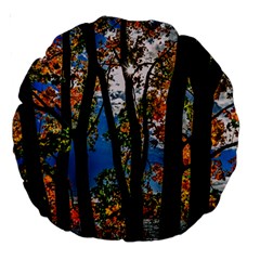 Silhouette Of Trees Large 18  Premium Round Cushions by Pakrebo