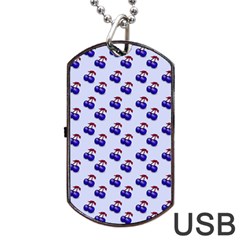 Retro Blue Cherries Dog Tag Usb Flash (one Side) by snowwhitegirl