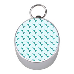 Blue Parrot Pattern Mini Silver Compasses