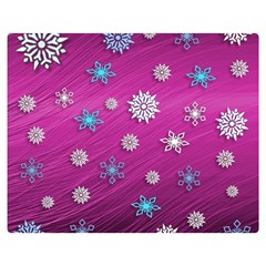 Snowflakes Winter Christmas Purple Double Sided Flano Blanket (medium)  by HermanTelo
