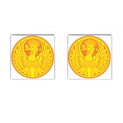 Phoenix Bird Legend Coin Fire Cufflinks (square) by Sudhe
