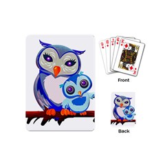Owl Mother Owl Baby Owl Nature Playing Cards Single Design (mini) by Sudhe
