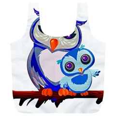 Owl Mother Owl Baby Owl Nature Full Print Recycle Bag (xl) by Sudhe