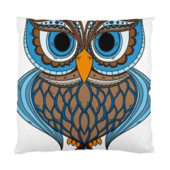 Owl Drawing Art Vintage Clothing Blue Feather Standard Cushion Case (one Side)