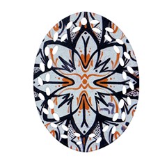 White Black And Orange Illustration Oval Filigree Ornament (two Sides) by Wegoenart