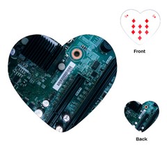Green And Black Computer Motherboard Playing Cards Single Design (heart) by Wegoenart