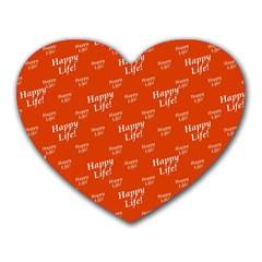 Motivational Happy Life Words Pattern Heart Mousepads by dflcprintsclothing