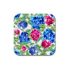 Flowers Floral Picture Flower Rubber Square Coaster (4 Pack)  by Simbadda