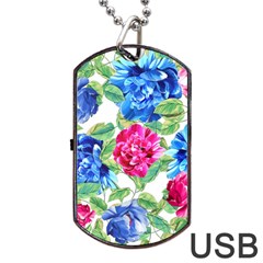 Flowers Floral Picture Flower Dog Tag Usb Flash (two Sides) by Simbadda