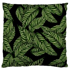 Leaves Black Background Pattern Large Flano Cushion Case (two Sides) by Simbadda