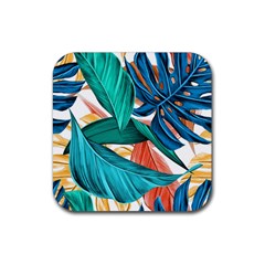 Leaves Tropical Summer Exotic Rubber Coaster (square)  by Simbadda