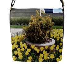 Columbus Commons Yellow Tulips Flap Closure Messenger Bag (l) by Riverwoman
