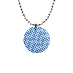 Geometric Blue Shades Diagonal 1  Button Necklace by Bajindul