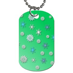 Snowflakes Winter Christmas Green Dog Tag (one Side)