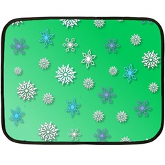 Snowflakes Winter Christmas Green Double Sided Fleece Blanket (mini)  by HermanTelo