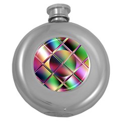 Fractal Artwork Abstract Background Round Hip Flask (5 Oz) by Sudhe