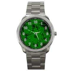 Background Texture Design Geometric Green Black Sport Metal Watch