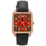 Abstract Abstract Art Fractal Rose Gold Leather Watch 