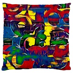 Colorful Shapes Abstract Painting                     Standard Flano Cushion Case (two Sides) by LalyLauraFLM