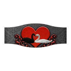 In Love, Wonderful Black And White Swan On A Heart Stretchable Headband by FantasyWorld7