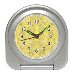 Flowers Decorative Ornate Color Yellow Travel Alarm Clock by pepitasart