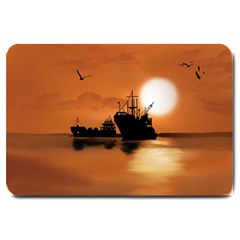 Digital Art Artwork Ship Boats Sea Large Doormat  by Wegoenart