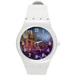 City Lights Skyline Buildings Round Plastic Sport Watch (M)