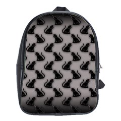 Black Cats On Gray School Bag (large) by bloomingvinedesign