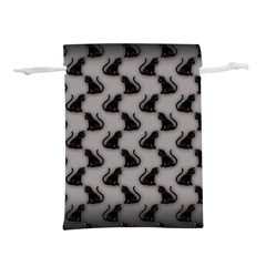 Black Cats On Gray Lightweight Drawstring Pouch (s) by bloomingvinedesign
