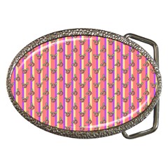 Pink Stripe & Roses Belt Buckles by charliecreates