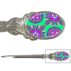 Purple Shapes On A Green Background                         Letter Opener by LalyLauraFLM