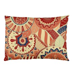 Pop Art Paisley Flowers Ornaments Multicolored 4 Background Solid Dark Red Pillow Case (two Sides)