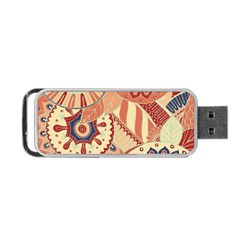 Pop Art Paisley Flowers Ornaments Multicolored 4 Background Solid Dark Red Portable Usb Flash (two Sides) by EDDArt