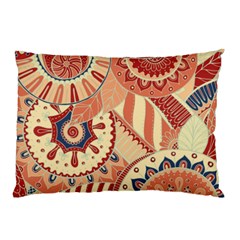 Pop Art Paisley Flowers Ornaments Multicolored 4 Background Solid Dark Red Pillow Case by EDDArt