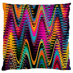 Multicolored Wave Distortion Zigzag Chevrons 2 Background Color Solid Black Standard Flano Cushion Case (one Side) by EDDArt